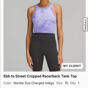 Lululemon Ebb to Street Cropped Racerback Tank